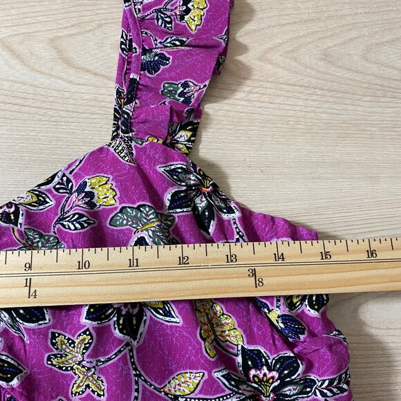 LOFT Hibiscus Halter Tiered Midi Dress Women Size 6‎ Purple Boho Cottagecore NWT - Picture 9 of 11